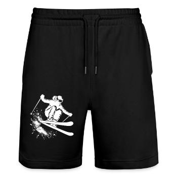 Ski Jumper Skiing Ski Winter Ski Holiday Piste - Stanley/Stella Trainer Unisex Organic Jogging Shorts - black - Front - Nik (191cm) & Marisol (170cm)