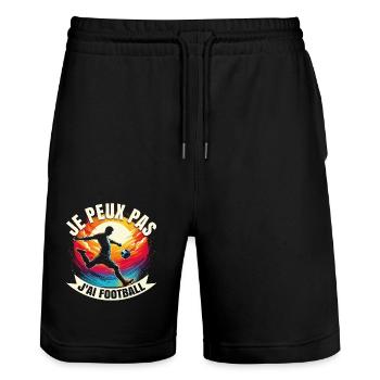 Gifts football I can't I have football humor foot - Stanley/Stella Trainer Unisex Organic Jogging Shorts - black - Front - Nik (191cm) & Marisol (170cm)
