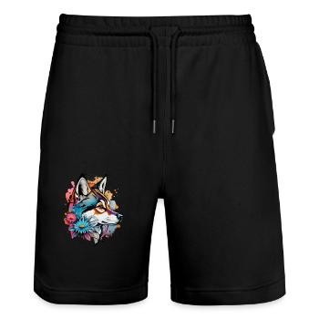Charming Watercolor Dog Design for Dog Lovers - Stanley/Stella Trainer Unisex Organic Jogging Shorts - black - Front - Nik (191cm) & Marisol (170cm)