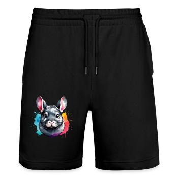 Chinchilla niedliches Nagetier bunt und niedlich - Stanley/Stella Unisex Bio Joggingshorts Trainer  - Schwarz - Vorne - Nik (191cm) & Marisol (170cm)