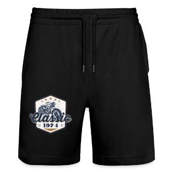 50th Birthday 1974 Motorcycle Classic Car - Stanley/Stella Trainer Unisex Organic Jogging Shorts - black - Front - Nik (191cm) & Marisol (170cm)