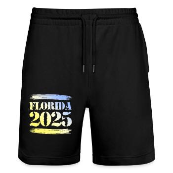 Florida 2025 - Stanley/Stella Trainer Unisex Organic Jogging Shorts - black - Front - Nik (191cm) & Marisol (170cm)