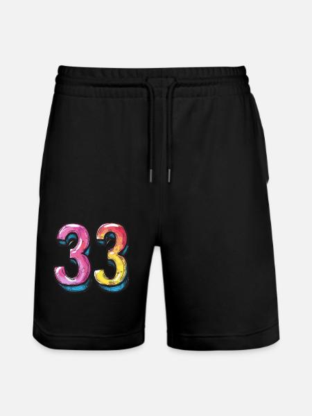 33 Number Comic - Stanley/Stella Trainer Unisex Organic Jogging Shorts - black