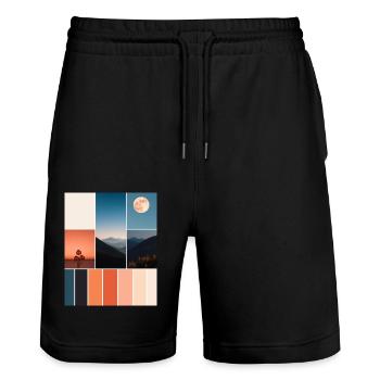 Mountains - Stanley/Stella Trainer Unisex Organic Jogging Shorts - black - Front - Nik (191cm) & Marisol (170cm)