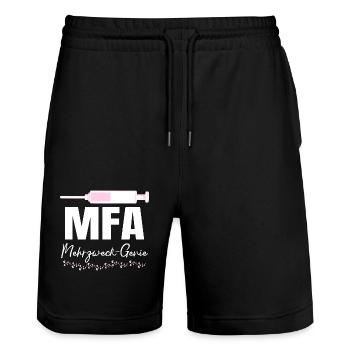 Medical Assistant Multi-Purpose Genius MFA - Stanley/Stella Trainer Unisex Organic Jogging Shorts - black - Front - Nik (191cm) & Marisol (170cm)