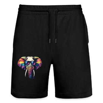 Lunettes de soleil éléphant - Short de jogging bio TRAINER Stanley/Stella unisexe - noir - Devant - Nik (191cm) & Marisol (170cm)