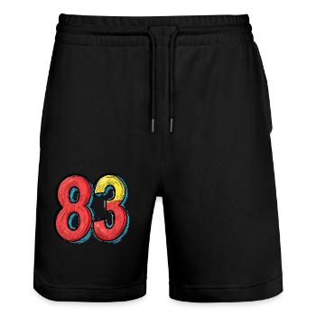 83 Number Comic - Stanley/Stella Trainer Unisex Organic Jogging Shorts - black - Front - Nik (191cm) & Marisol (170cm)