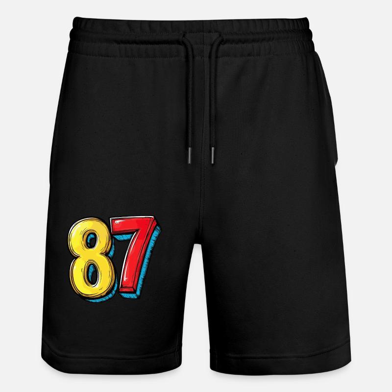 87 Number Comic - Stanley/Stella Trainer Unisex Organic Jogging Shorts - black