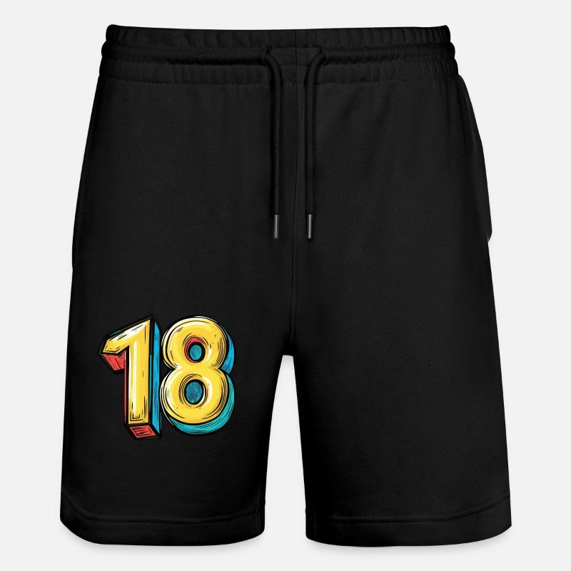 18 Zahl Comic - Stanley/Stella Unisex Bio Joggingshorts Trainer  - Schwarz