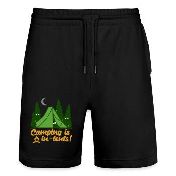 Camping Is In Tents Funny - Stanley/Stella Trainer Unisex Organic Jogging Shorts - black - Front - Nik (191cm) & Marisol (170cm)