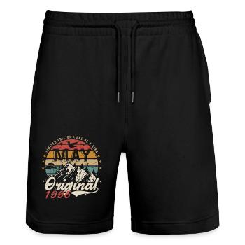 May 1996 Original May 1996 Birthday Gift - Stanley/Stella Trainer Unisex Organic Jogging Shorts - black - Front - Nik (191cm) & Marisol (170cm)