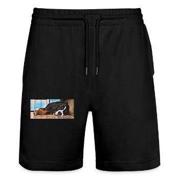 Bernese mountain dog - Stanley/Stella Trainer Unisex Organic Jogging Shorts - black - Front - Nik (191cm) & Marisol (170cm)