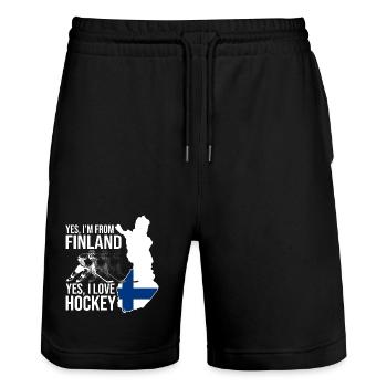 finlande hockey Quote Graphic - Short de jogging bio TRAINER Stanley/Stella unisexe - noir - Devant - Nik (191cm) & Marisol (170cm)