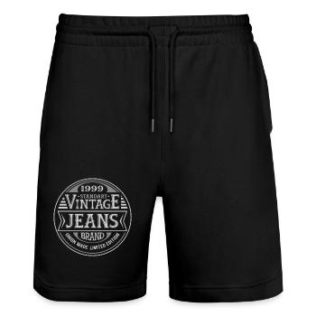 25th Anniversary Vintage Made in 1999 Retro - Stanley/Stella Trainer Unisex Organic Jogging Shorts - black - Front - Nik (191cm) & Marisol (170cm)