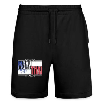 Muay Thai France - Short de jogging bio TRAINER Stanley/Stella unisexe - noir - Devant - Nik (191cm) & Marisol (170cm)