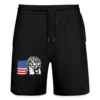 Bouvier Bernois US Amérique Drapeau Chiens Wilsigns - Short de jogging bio TRAINER Stanley/Stella unisexe - noir - Devant - Nik (191cm) & Marisol (170cm)