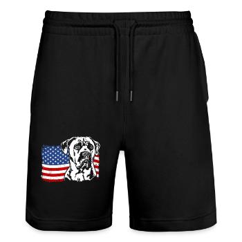 Cane Corso US Amérique Drapeau Chien Chiens Wilsigns - Short de jogging bio TRAINER Stanley/Stella unisexe - noir - Devant - Nik (191cm) & Marisol (170cm)