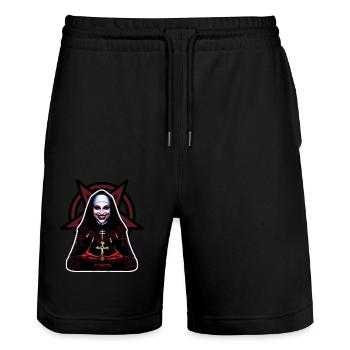 Priesterin des Todes Pentagramm - Stanley/Stella Unisex Bio Joggingshorts Trainer  - Schwarz - Vorne - Nik (191cm) & Marisol (170cm)