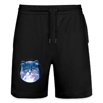 Azure Katzenporträt im Kreis - Stanley/Stella Unisex Bio Joggingshorts Trainer  - Schwarz - Vorne - Nik (191cm) & Marisol (170cm)
