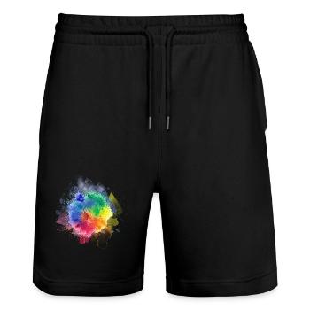Farbenfrohe Kaleidoskop-Verschmelzung - Stanley/Stella Unisex Bio Joggingshorts Trainer  - Schwarz - Vorne - Nik (191cm) & Marisol (170cm)