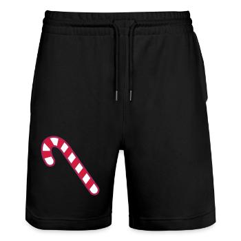 candy cane candy cane gnome elf elf - Stanley/Stella Trainer Unisex Organic Jogging Shorts - black - Front - Nik (191cm) & Marisol (170cm)