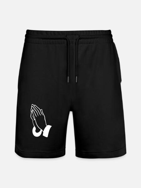 Prayer Hands Line Art - Stanley/Stella Trainer Unisex Organic Jogging Shorts - black