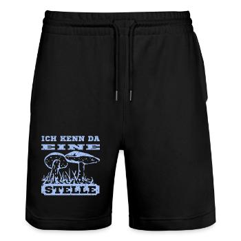Pilz Design mit Spruch - Stanley/Stella Unisex Bio Joggingshorts Trainer  - Schwarz - Vorne - Nik (191cm) & Marisol (170cm)