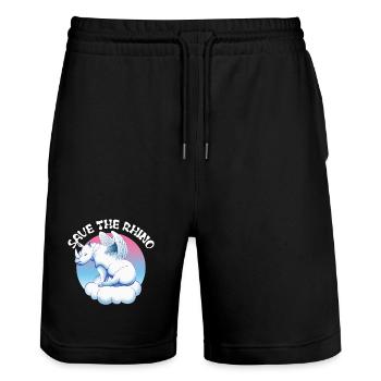 Sauver Les Rhinos | Rhinocéros - Short de jogging bio TRAINER Stanley/Stella unisexe - noir - Devant - Nik (191cm) & Marisol (170cm)