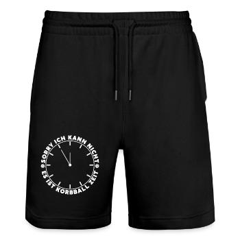 Sorry ich kann nicht - Es ist Korbball Zeit (weiß) - Stanley/Stella Unisex Bio Joggingshorts Trainer  - Schwarz - Vorne - Nik (191cm) & Marisol (170cm)