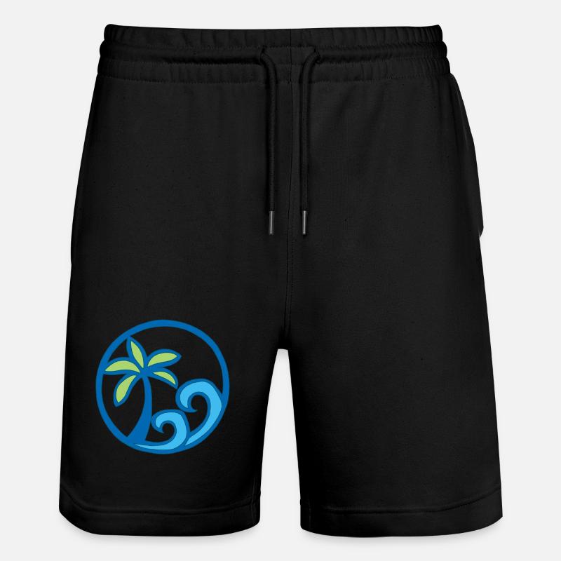 Waves and palm tree - Stanley/Stella Trainer Unisex Organic Jogging Shorts - black
