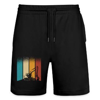 Excavator - Stanley/Stella Trainer Unisex Organic Jogging Shorts - black - Front - Nik (191cm) & Marisol (170cm)