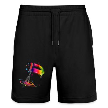 Hand mixer in bright rainbow colours - Stanley/Stella Trainer Unisex Organic Jogging Shorts - black - Front - Nik (191cm) & Marisol (170cm)