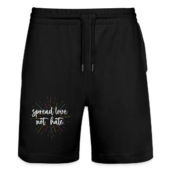 Pride Month - Spread Love Not Hate - Stanley/Stella Trainer Unisex Organic Jogging Shorts - black - Front - Nik (191cm) & Marisol (170cm)