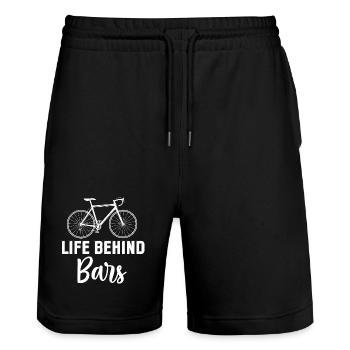 Life Behind Bars - Stanley/Stella Trainer Unisex Organic Jogging Shorts - black - Front - Nik (191cm) & Marisol (170cm)