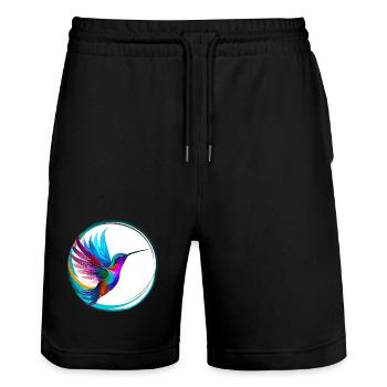Kolibri - Stanley/Stella Unisex Bio Joggingshorts Trainer  - Schwarz - Vorne - Nik (191cm) & Marisol (170cm)