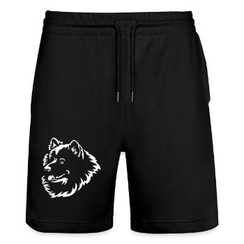 Samojede Kopf "Black Edition" - Stanley/Stella Unisex Bio Joggingshorts Trainer  - Schwarz - Vorne - Nik (191cm) & Marisol (170cm)