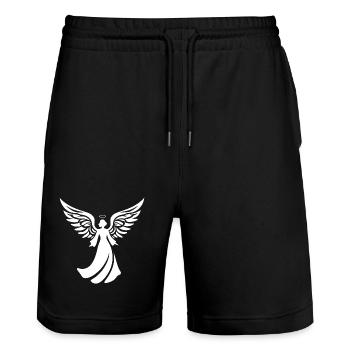 Angel Silhouette Christmas Halo - Stanley/Stella Trainer Unisex Organic Jogging Shorts - black - Front - Nik (191cm) & Marisol (170cm)