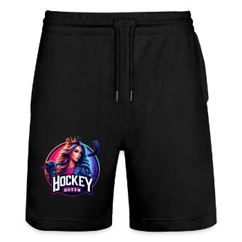 Reine du hockey - Short de jogging bio TRAINER Stanley/Stella unisexe - noir - Devant - Nik (191cm) & Marisol (170cm)