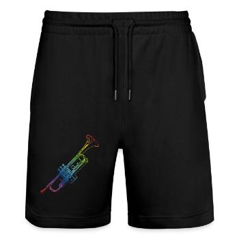 Trumpet - Stanley/Stella Trainer Unisex Organic Jogging Shorts - black - Front - Nik (191cm) & Marisol (170cm)