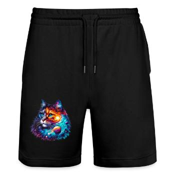 Chat - Short de jogging bio TRAINER Stanley/Stella unisexe - noir - Devant - Nik (191cm) & Marisol (170cm)