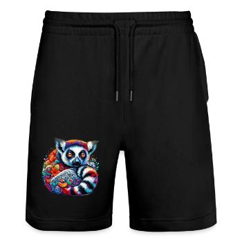 Lemur - Stanley/Stella Trainer Unisex Organic Jogging Shorts - black - Front - Nik (191cm) & Marisol (170cm)
