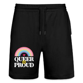 Mois de la fierté LGBT - Queer et fier - Short de jogging bio TRAINER Stanley/Stella unisexe - noir - Devant - Nik (191cm) & Marisol (170cm)