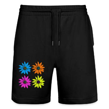 Pop Art Floral Quatre Couleurs - Short de jogging bio TRAINER Stanley/Stella unisexe - noir - Devant - Nik (191cm) & Marisol (170cm)