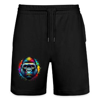 Gorille - Short de jogging bio TRAINER Stanley/Stella unisexe - noir - Devant - Nik (191cm) & Marisol (170cm)