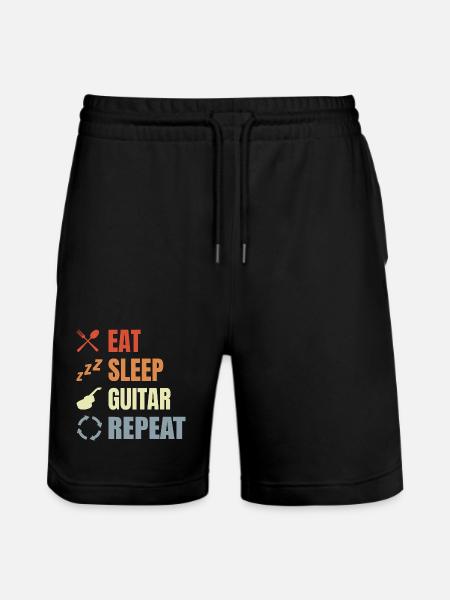Eat Sleep Guitar Repeat - Stanley/Stella Trainer Unisex Organic Jogging Shorts - black