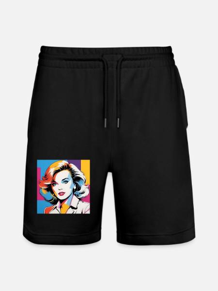 Portrait pop art femme iconique - Short de jogging bio TRAINER Stanley/Stella unisexe - noir