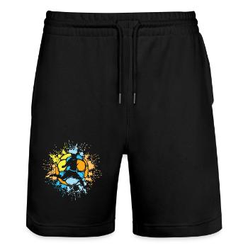Football Couleur Explosion Joueur Soleil Couleurs Vives - Short de jogging bio TRAINER Stanley/Stella unisexe - noir - Devant - Nik (191cm) & Marisol (170cm)