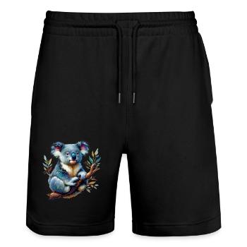 Koala - Short de jogging bio TRAINER Stanley/Stella unisexe - noir - Devant - Nik (191cm) & Marisol (170cm)