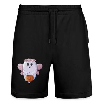 Sweet Ghost prêt pour Halloween - Short de jogging bio TRAINER Stanley/Stella unisexe - noir - Devant - Nik (191cm) & Marisol (170cm)