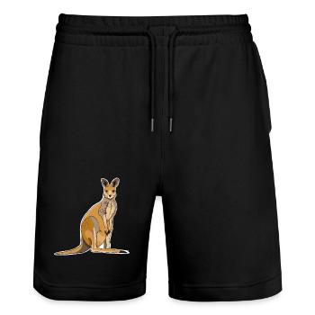 Kangaroo - Stanley/Stella Trainer Unisex Organic Jogging Shorts - black - Front - Nik (191cm) & Marisol (170cm)